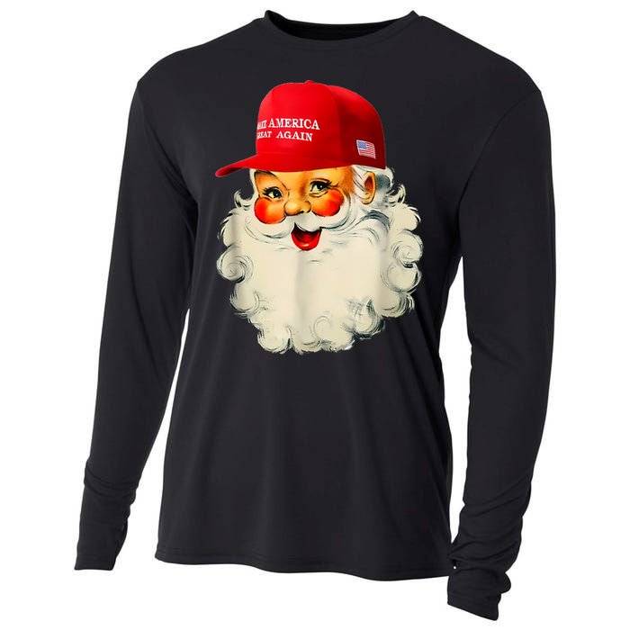 Retro Make Christmas Great Again Trump Christmas Maga Santa Cooling Performance Long Sleeve Crew