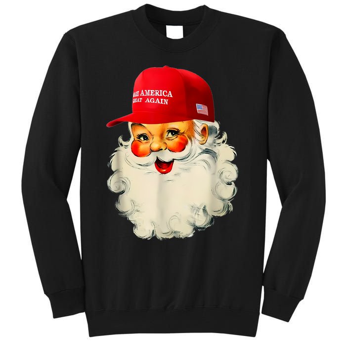 Retro Make Christmas Great Again Trump Christmas Maga Santa Tall Sweatshirt