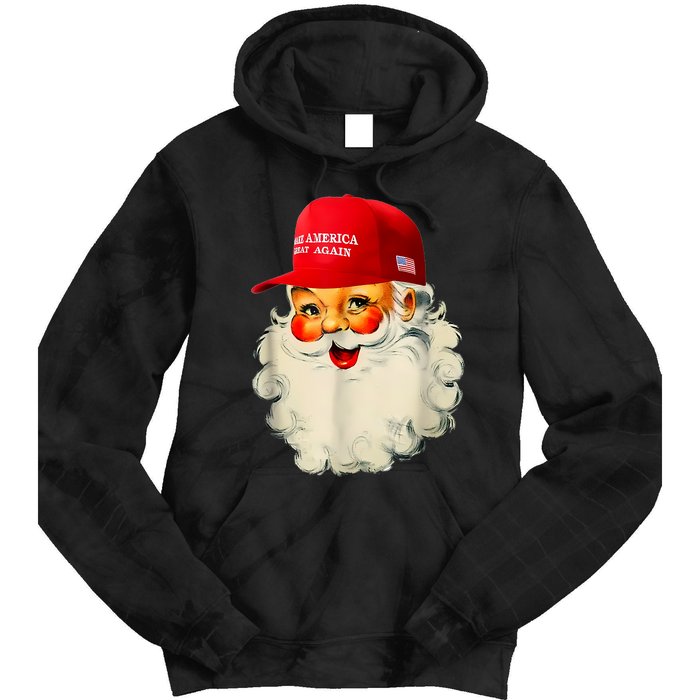 Retro Make Christmas Great Again Trump Christmas Maga Santa Tie Dye Hoodie