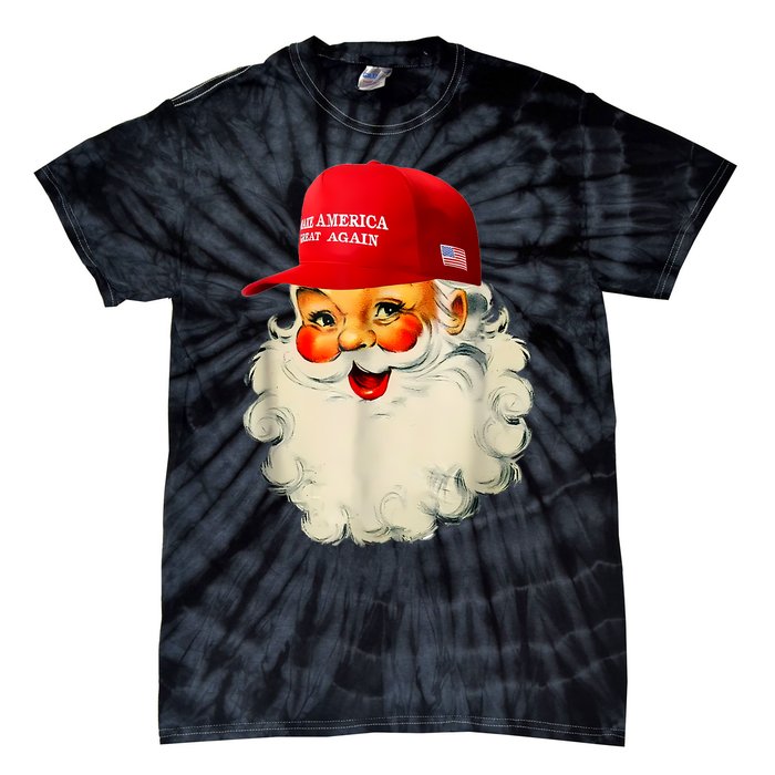 Retro Make Christmas Great Again Trump Christmas Maga Santa Tie-Dye T-Shirt