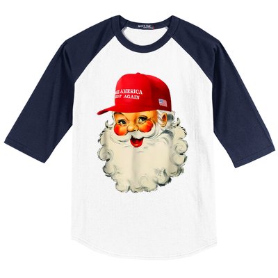 Retro Make Christmas Great Again Trump Christmas Maga Santa Baseball Sleeve Shirt