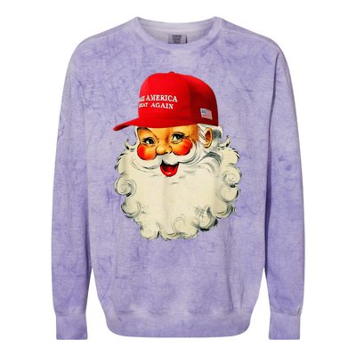 Retro Make Christmas Great Again Trump Christmas Maga Santa Colorblast Crewneck Sweatshirt