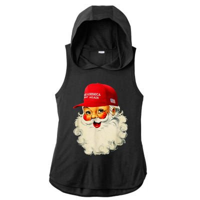 Retro Make Christmas Great Again Trump Christmas Maga Santa Ladies PosiCharge Tri-Blend Wicking Draft Hoodie Tank