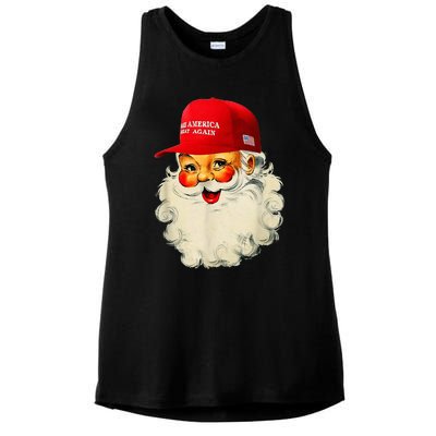 Retro Make Christmas Great Again Trump Christmas Maga Santa Ladies PosiCharge Tri-Blend Wicking Tank