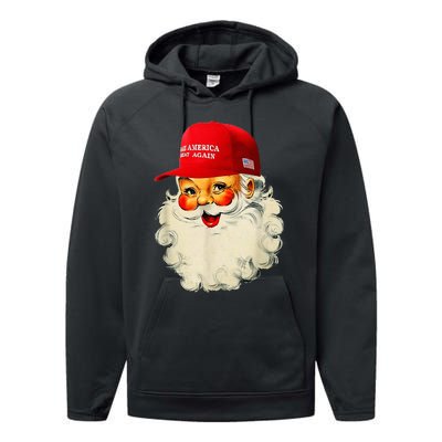 Retro Make Christmas Great Again Trump Christmas Maga Santa Performance Fleece Hoodie