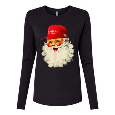 Retro Make Christmas Great Again Trump Christmas Maga Santa Womens Cotton Relaxed Long Sleeve T-Shirt