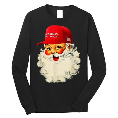 Retro Make Christmas Great Again Trump Christmas Maga Santa Long Sleeve Shirt