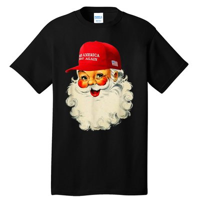 Retro Make Christmas Great Again Trump Christmas Maga Santa Tall T-Shirt