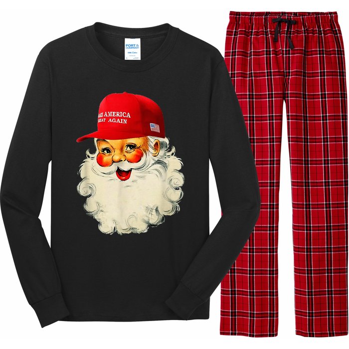 Retro Make Christmas Great Again Trump Christmas Maga Santa Long Sleeve Pajama Set