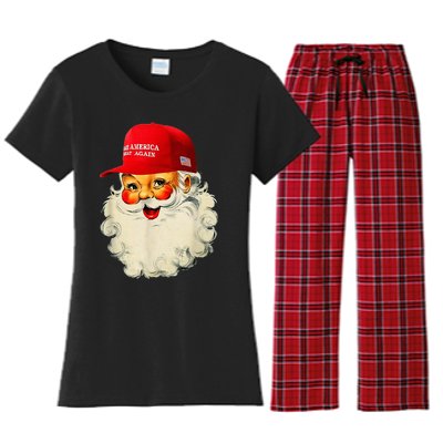 Retro Make Christmas Great Again Trump Christmas Maga Santa Women's Flannel Pajama Set