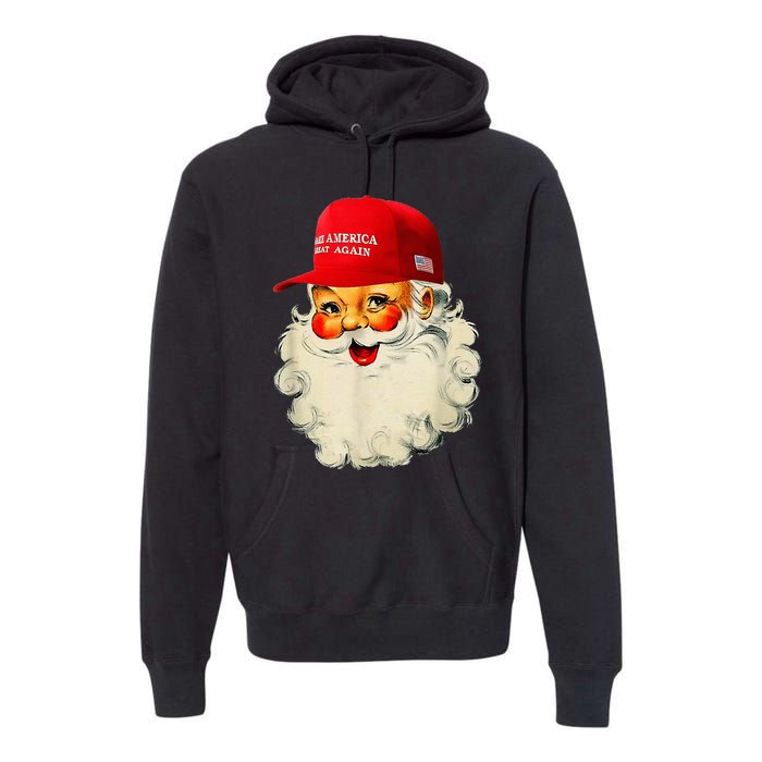 Retro Make Christmas Great Again Trump Christmas Maga Santa Premium Hoodie