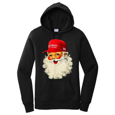 Retro Make Christmas Great Again Trump Christmas Maga Santa Women's Pullover Hoodie