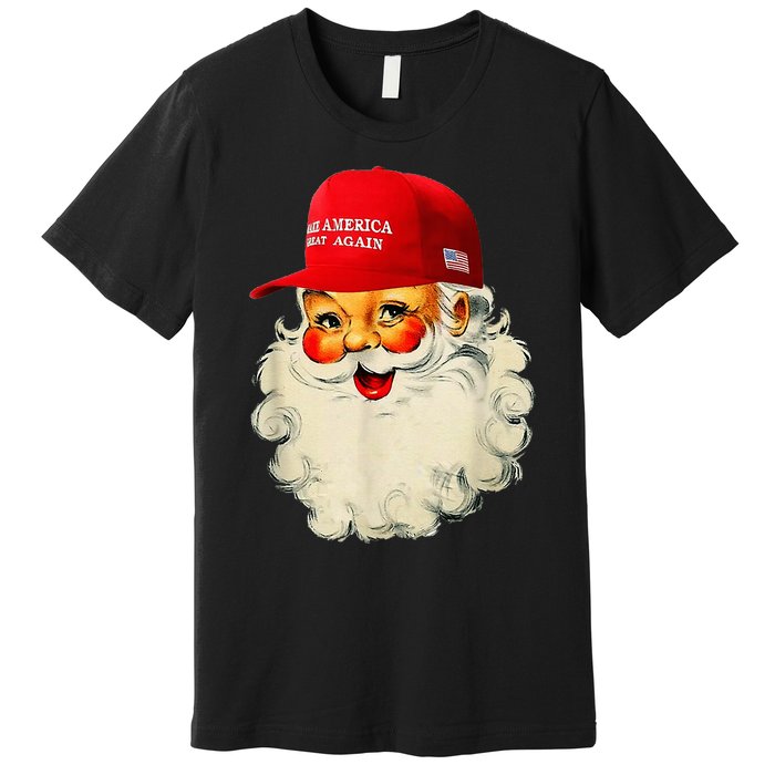 Retro Make Christmas Great Again Trump Christmas Maga Santa Premium T-Shirt