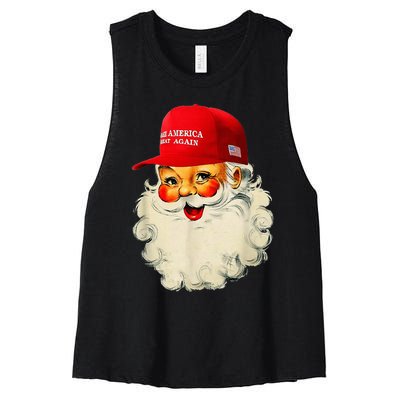 Retro Make Christmas Great Again Trump Christmas Maga Santa Women's Racerback Cropped Tank