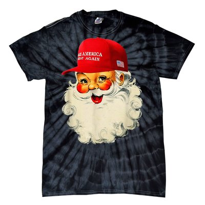 Retro Make Christmas Great Again Trump Christmas Maga Santa Tie-Dye T-Shirt