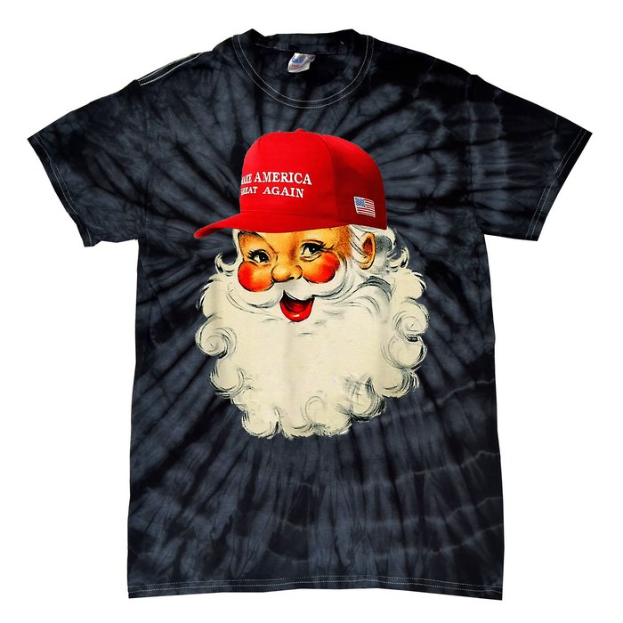 Retro Make Christmas Great Again Trump Christmas Maga Santa Tie-Dye T-Shirt