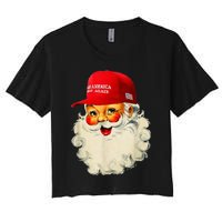 Retro Make Christmas Great Again Trump Christmas Maga Santa Women's Crop Top Tee