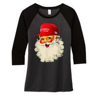 Retro Make Christmas Great Again Trump Christmas Maga Santa Women's Tri-Blend 3/4-Sleeve Raglan Shirt