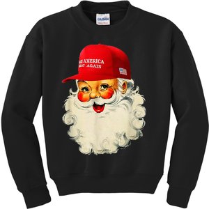 Retro Make Christmas Great Again Trump Christmas Maga Santa Kids Sweatshirt