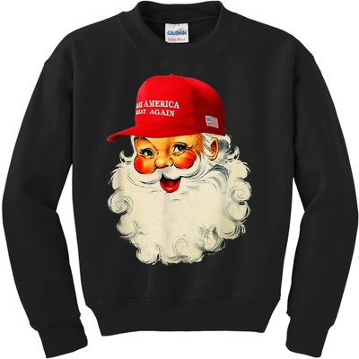 Retro Make Christmas Great Again Trump Christmas Maga Santa Kids Sweatshirt