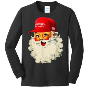 Retro Make Christmas Great Again Trump Christmas Maga Santa Kids Long Sleeve Shirt