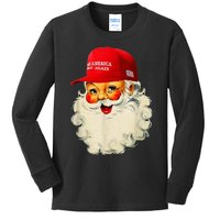 Retro Make Christmas Great Again Trump Christmas Maga Santa Kids Long Sleeve Shirt