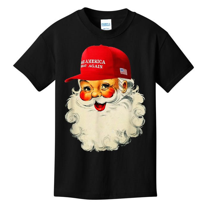 Retro Make Christmas Great Again Trump Christmas Maga Santa Kids T-Shirt