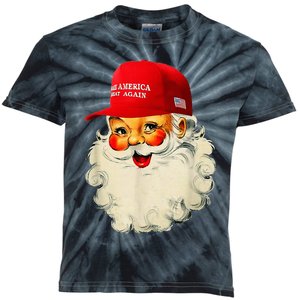 Retro Make Christmas Great Again Trump Christmas Maga Santa Kids Tie-Dye T-Shirt