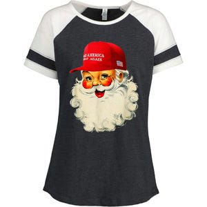 Retro Make Christmas Great Again Trump Christmas Maga Santa Enza Ladies Jersey Colorblock Tee