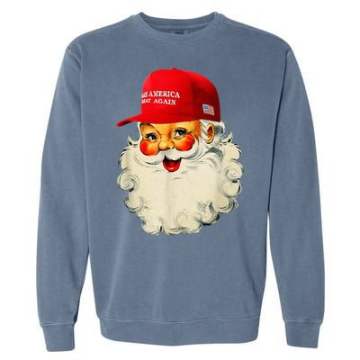 Retro Make Christmas Great Again Trump Christmas Maga Santa Garment-Dyed Sweatshirt