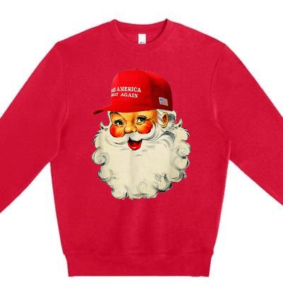 Retro Make Christmas Great Again Trump Christmas Maga Santa Premium Crewneck Sweatshirt