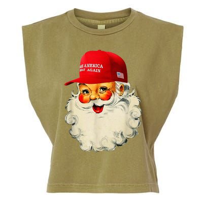 Retro Make Christmas Great Again Trump Christmas Maga Santa Garment-Dyed Women's Muscle Tee