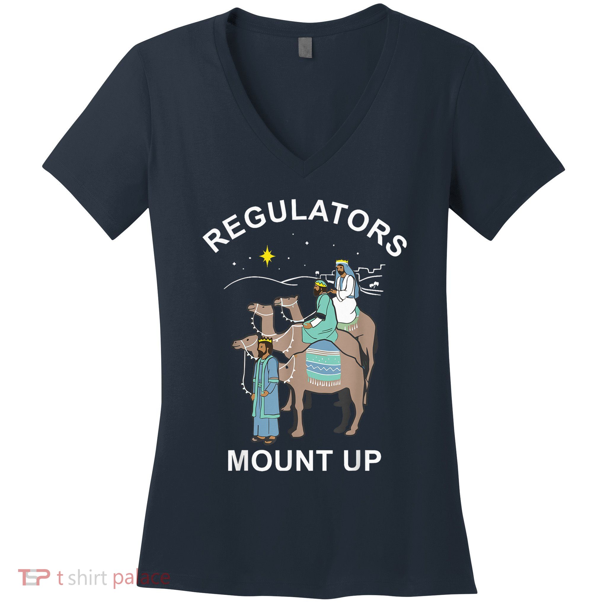 Regulator Mount Cute Up Christmas Three Kings Reindeer Women's V-Neck T-Shirt