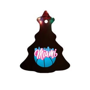 Retro Miami Cityscape Nostalgic Florida Vibes Ceramic Tree Ornament