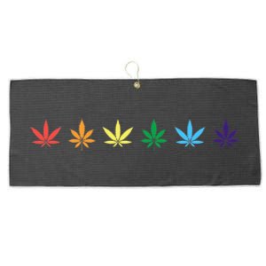 Rainbow Marijuana Cannabis Weed Lgbt Pride Ally Large Microfiber Waffle Golf Towel