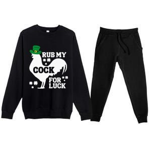 Rub My Cock for Good Luck, Funny St Patrick's Day Premium Crewneck Sweatsuit Set