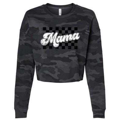 Retro Mama Checkered Vintage Mothers Day Mom Women Cropped Pullover Crew