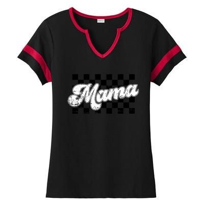 Retro Mama Checkered Vintage Mothers Day Mom Women Ladies Halftime Notch Neck Tee