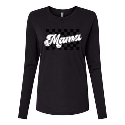 Retro Mama Checkered Vintage Mothers Day Mom Women Womens Cotton Relaxed Long Sleeve T-Shirt