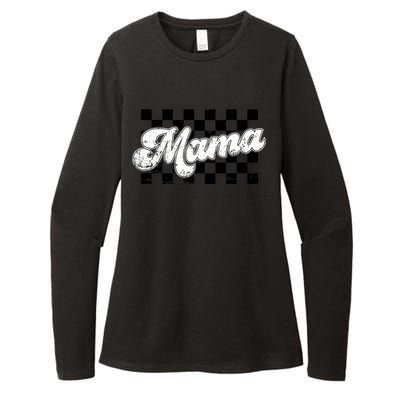 Retro Mama Checkered Vintage Mothers Day Mom Women Womens CVC Long Sleeve Shirt