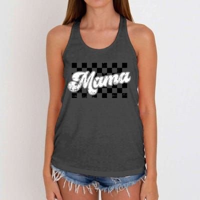 Retro Mama Checkered Vintage Mothers Day Mom Women Women's Knotted Racerback Tank