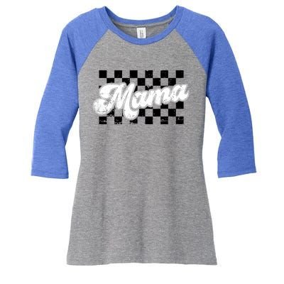 Retro Mama Checkered Vintage Mothers Day Mom Women Women's Tri-Blend 3/4-Sleeve Raglan Shirt