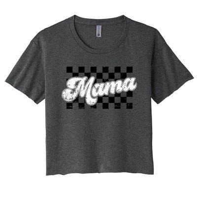 Retro Mama Checkered Vintage Mothers Day Mom Women Women's Crop Top Tee