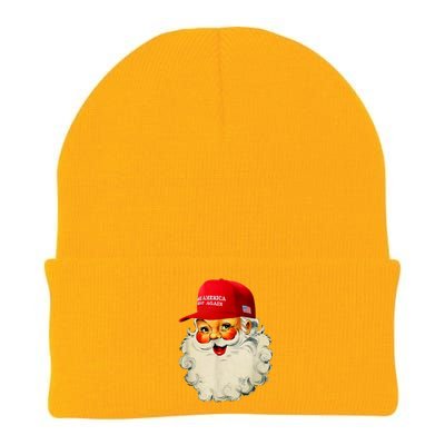 Retro Make Christmas Great Again Trump Christmas Maga Santa Knit Cap Winter Beanie