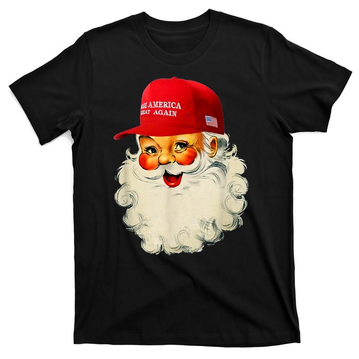 Retro Make Christmas Great Again Trump Christmas Maga Santa T-Shirt