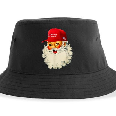 Retro Make Christmas Great Again Trump Christmas Maga Santa Sustainable Bucket Hat