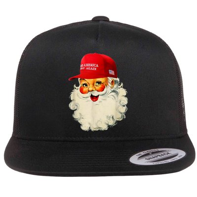 Retro Make Christmas Great Again Trump Christmas Maga Santa Flat Bill Trucker Hat