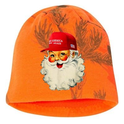 Retro Make Christmas Great Again Trump Christmas Maga Santa Kati - Camo Knit Beanie