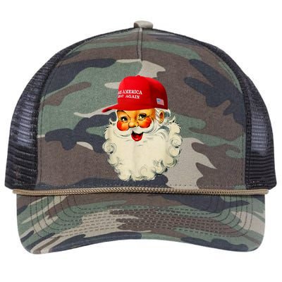 Retro Make Christmas Great Again Trump Christmas Maga Santa Retro Rope Trucker Hat Cap