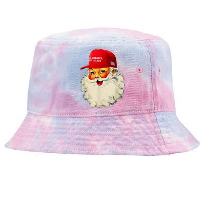 Retro Make Christmas Great Again Trump Christmas Maga Santa Tie-Dyed Bucket Hat